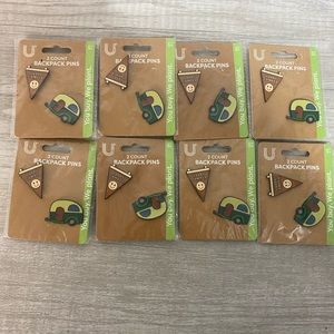 Lot Of 8 Packs Camping 2 Pins Enamel Smiley Face Camper Pennant Happy Camper